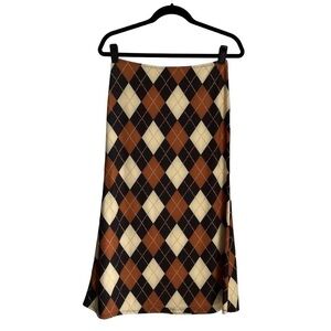 omighty Argyle A-Line Midi Maxi Skirt in Brown, Cream & Black High or Low rise